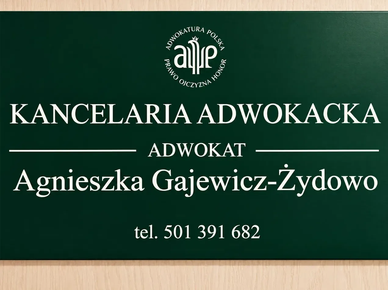 Tablica Kancelarii Adwokackiej Adwokat Agnieszka Gajewicz-Żydowo